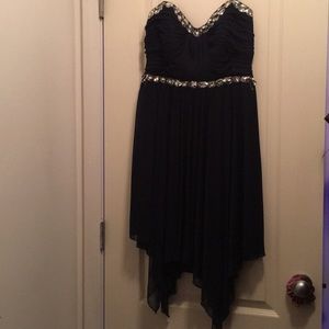 Dark blue/black strapless prom dress
